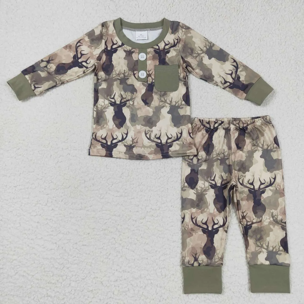 BLP0332 boy Camo Elk Winter Pajama Set