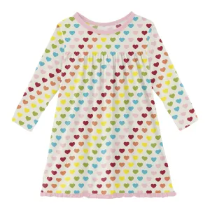 Classic Long Sleeve Swing Dress | Rainbow Hearts