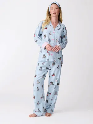 Coffee   Cat Naps PJ Set - Blue Tint