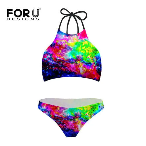 Galaxy High Neck Two Piece Swimsuit