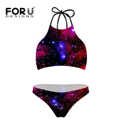Galaxy High Neck Two Piece Swimsuit