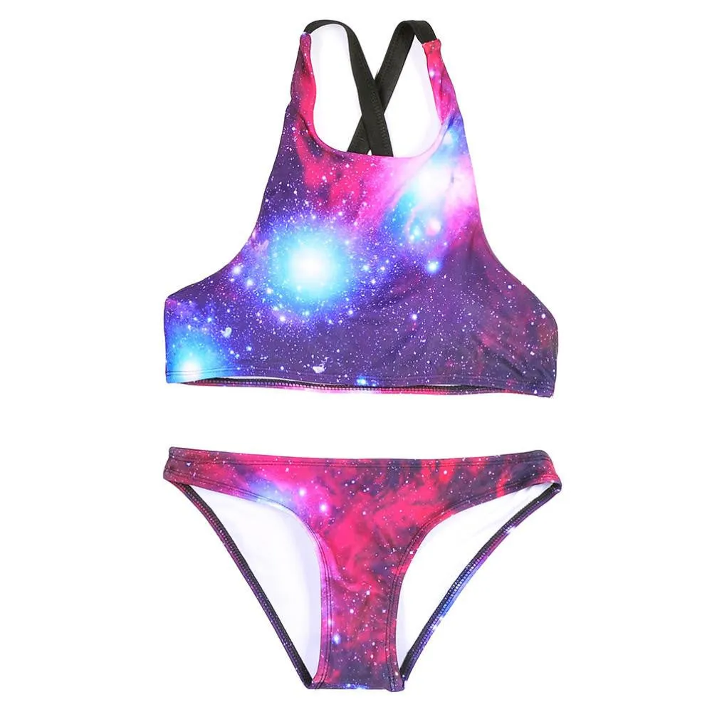 Galaxy High Neck Two Piece Swimsuit