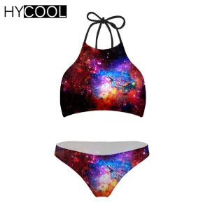 Galaxy High Neck Two Piece Swimsuit