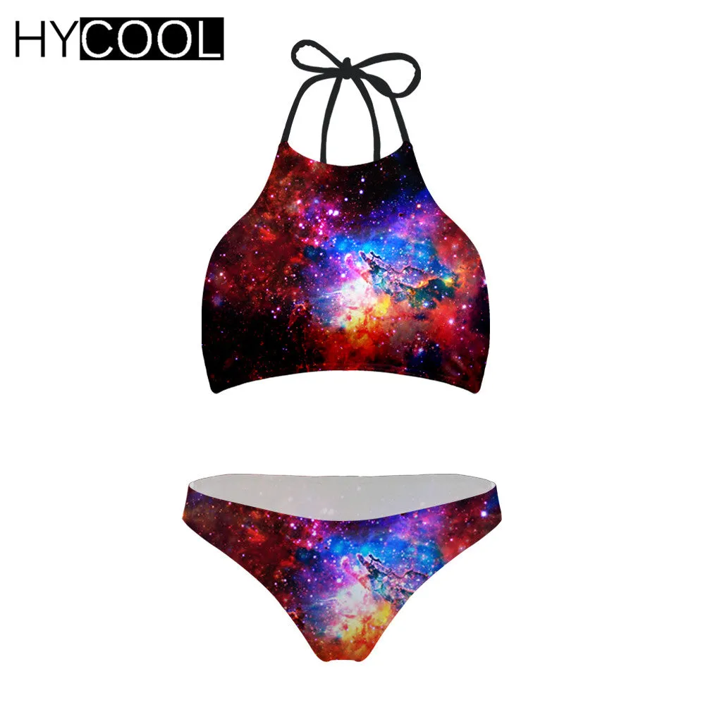 Galaxy High Neck Two Piece Swimsuit