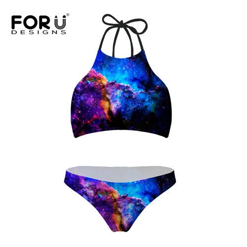 Galaxy High Neck Two Piece Swimsuit