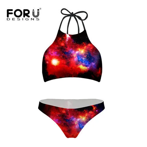 Galaxy High Neck Two Piece Swimsuit