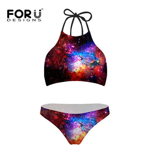 Galaxy High Neck Two Piece Swimsuit
