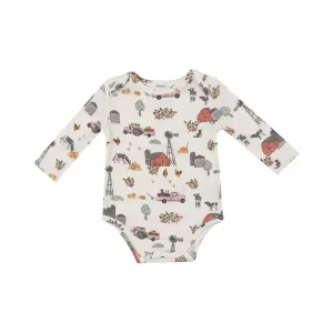 Hay Farmer on Pink Bamboo Bodysuit Onesie