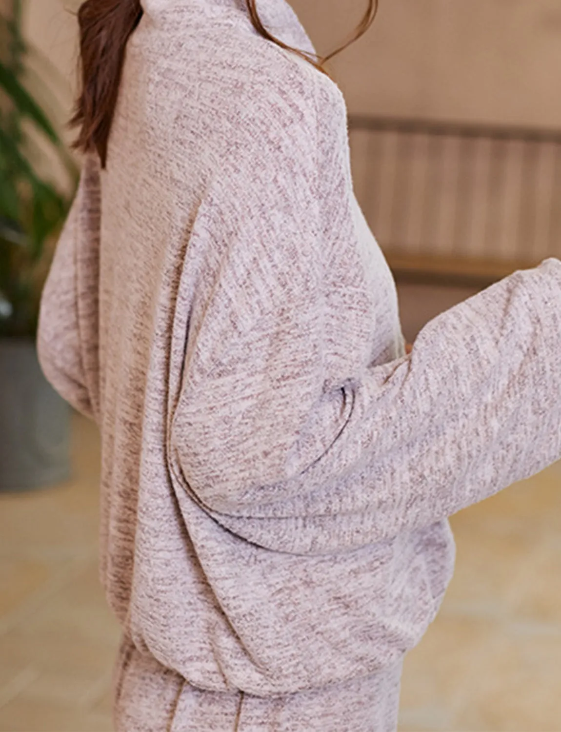 High-collar cotton long-sleeved housecoat pajama set