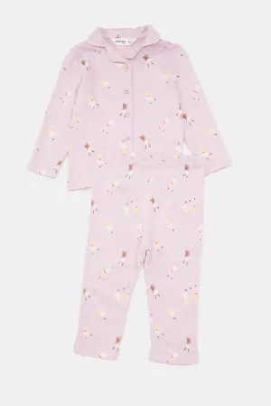 Infant Girls Lilac Printed Pyjama Set (2 Piece)
