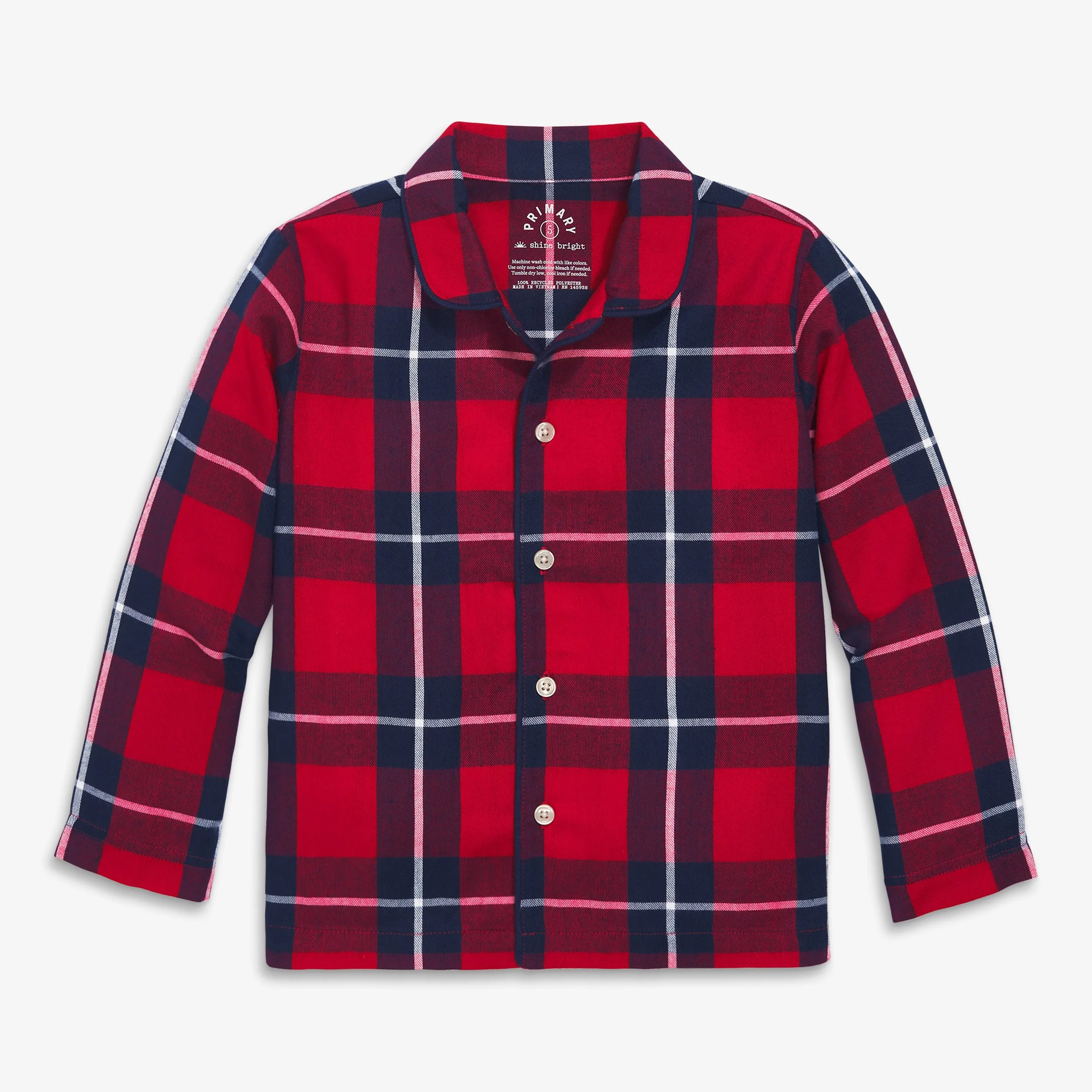 Kids plaid flannel PJ top