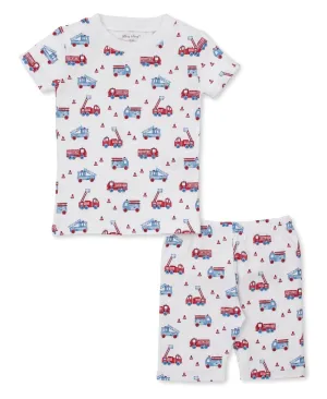 Kissy Kissy Boys Flashing Firetrucks Two Piece Short Pajamas Set