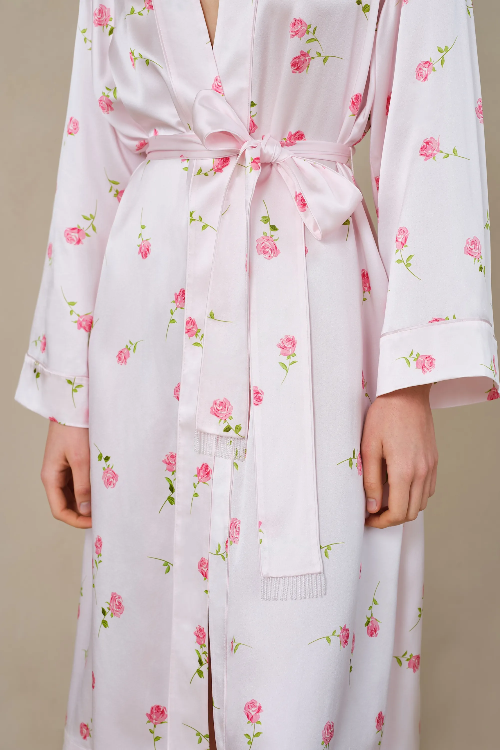 London Rose Pink Silk Dressing Gown