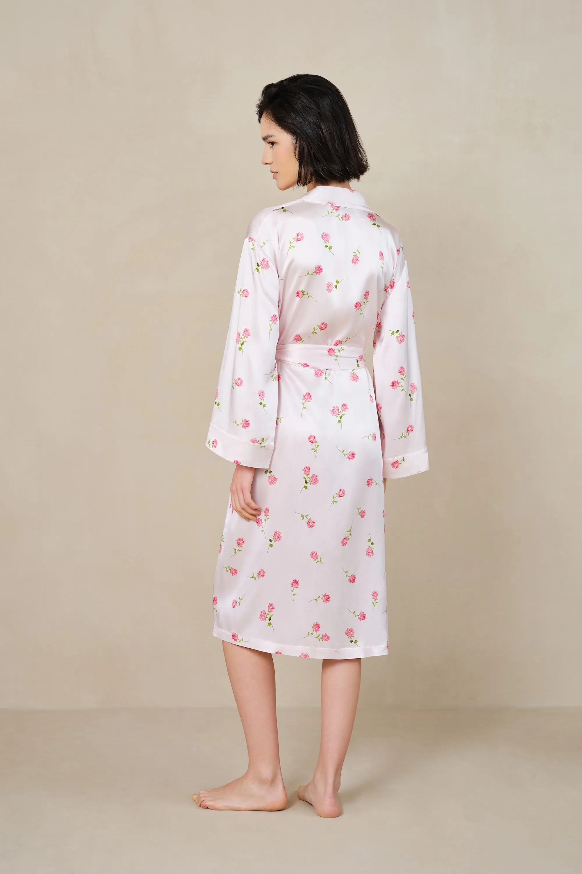 London Rose Pink Silk Dressing Gown