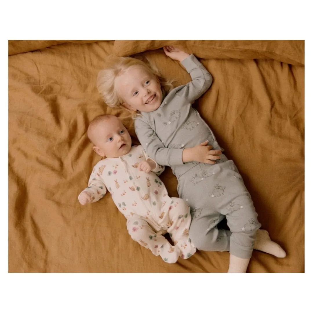 Long Sleeve Pyjamas - Cottage Bunny Sage