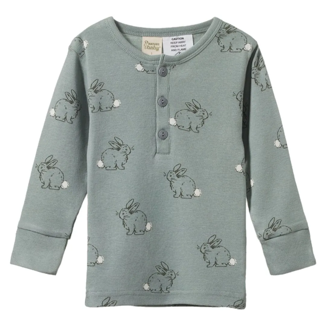 Long Sleeve Pyjamas - Cottage Bunny Sage