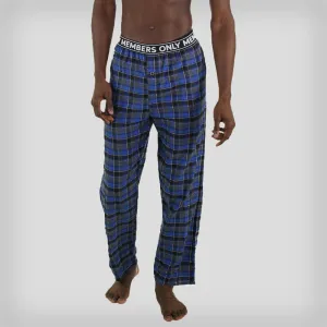 Members Only Men's Flannel Sleep Pants Logo Elastic - Blue