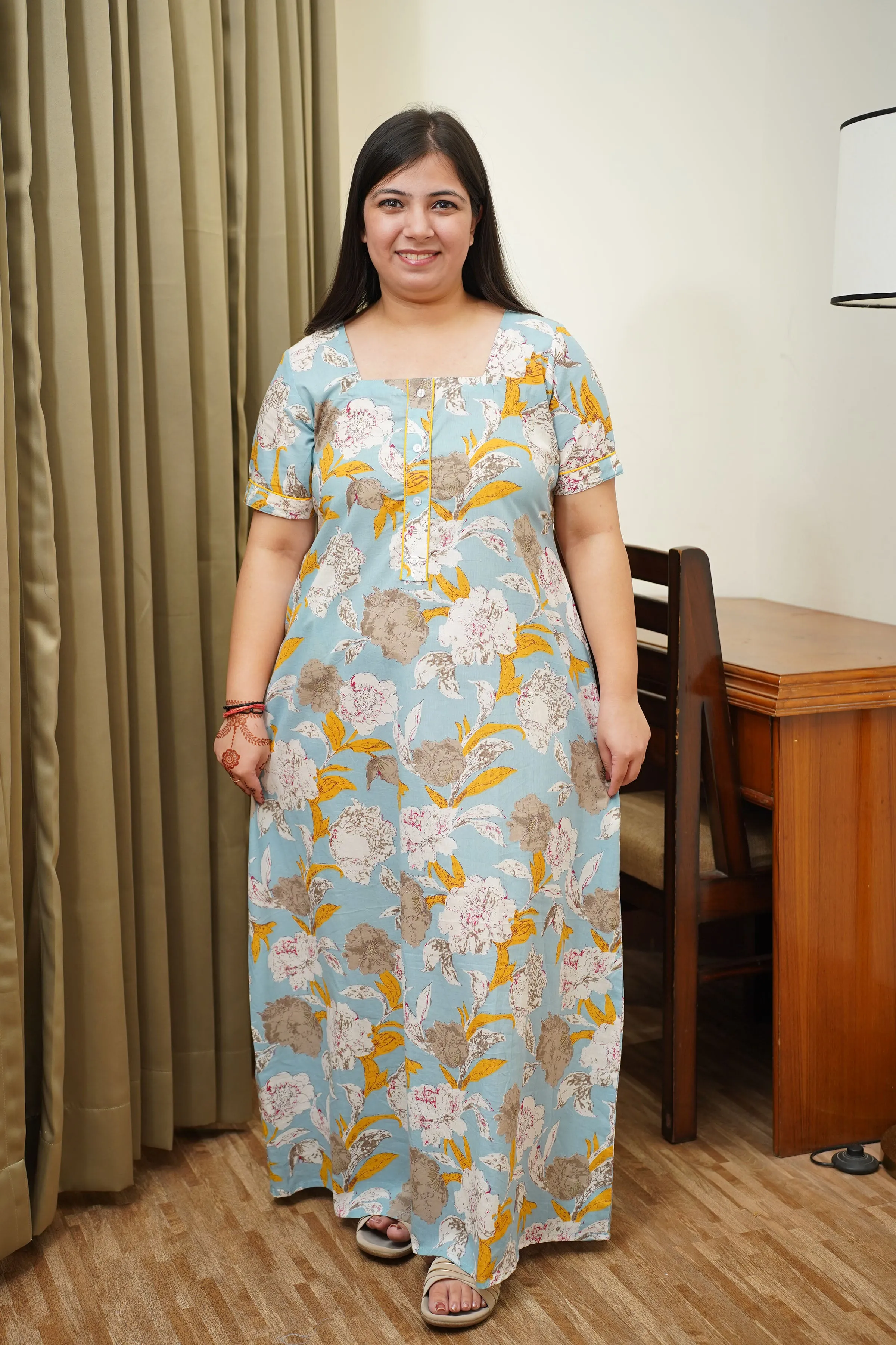 Misty Sky Cotton Night Gown