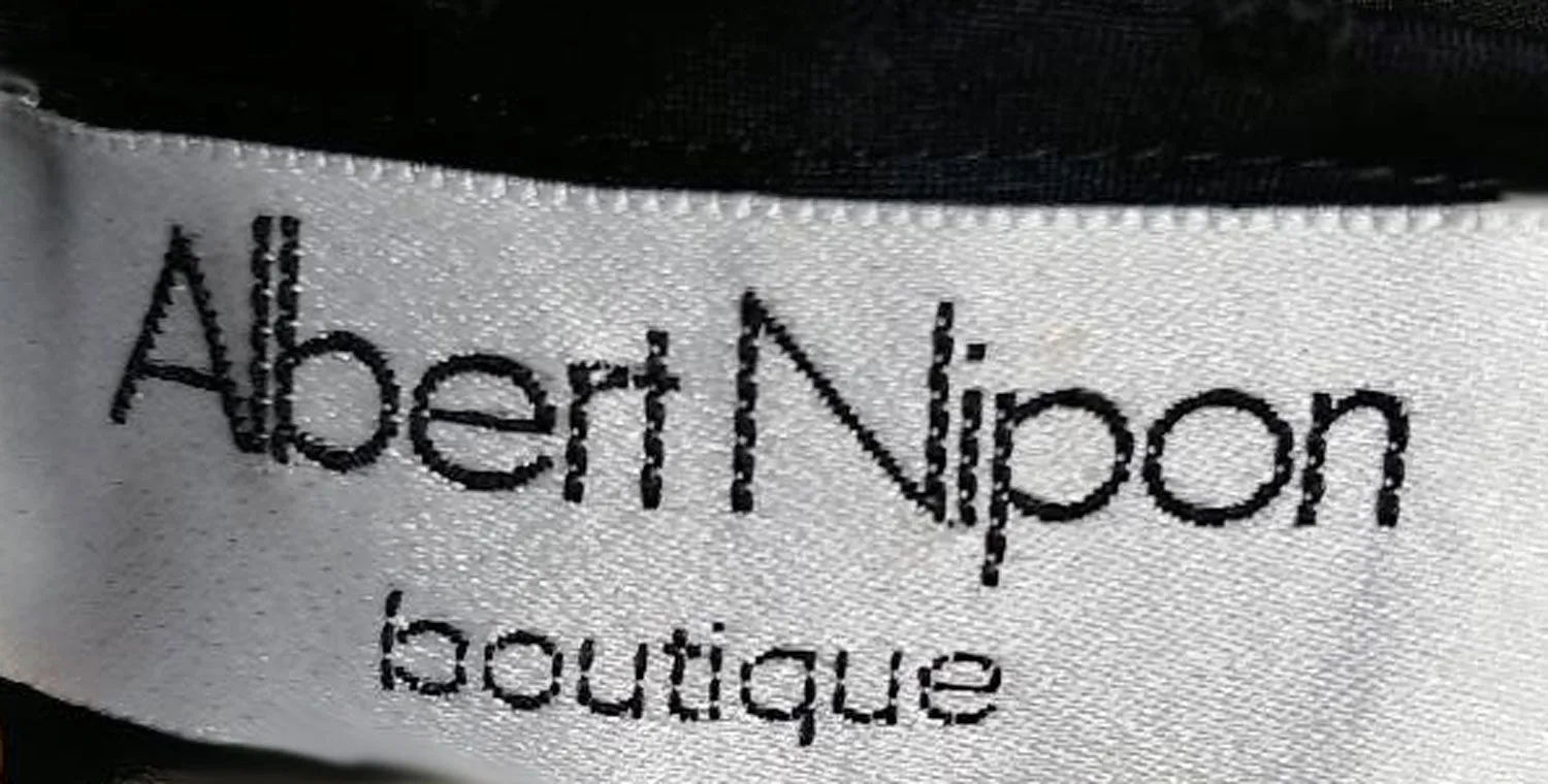 Vintage 1980s Albert Nipon Boutique Silk Velvety Flocked Swiss Dot Dress with Large Bow - New Old Stock