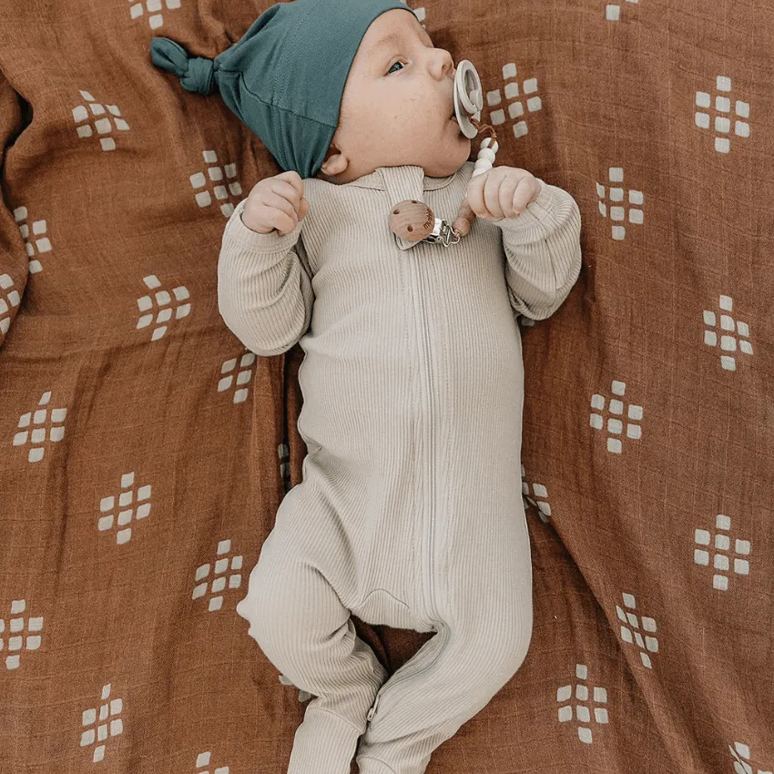Organic Cotton Ribbed Footed One-Piece Zipper, Oatmeal