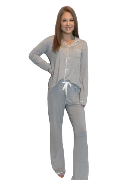 SALE-The Perfect Piko Pajama Set- Heather Grey