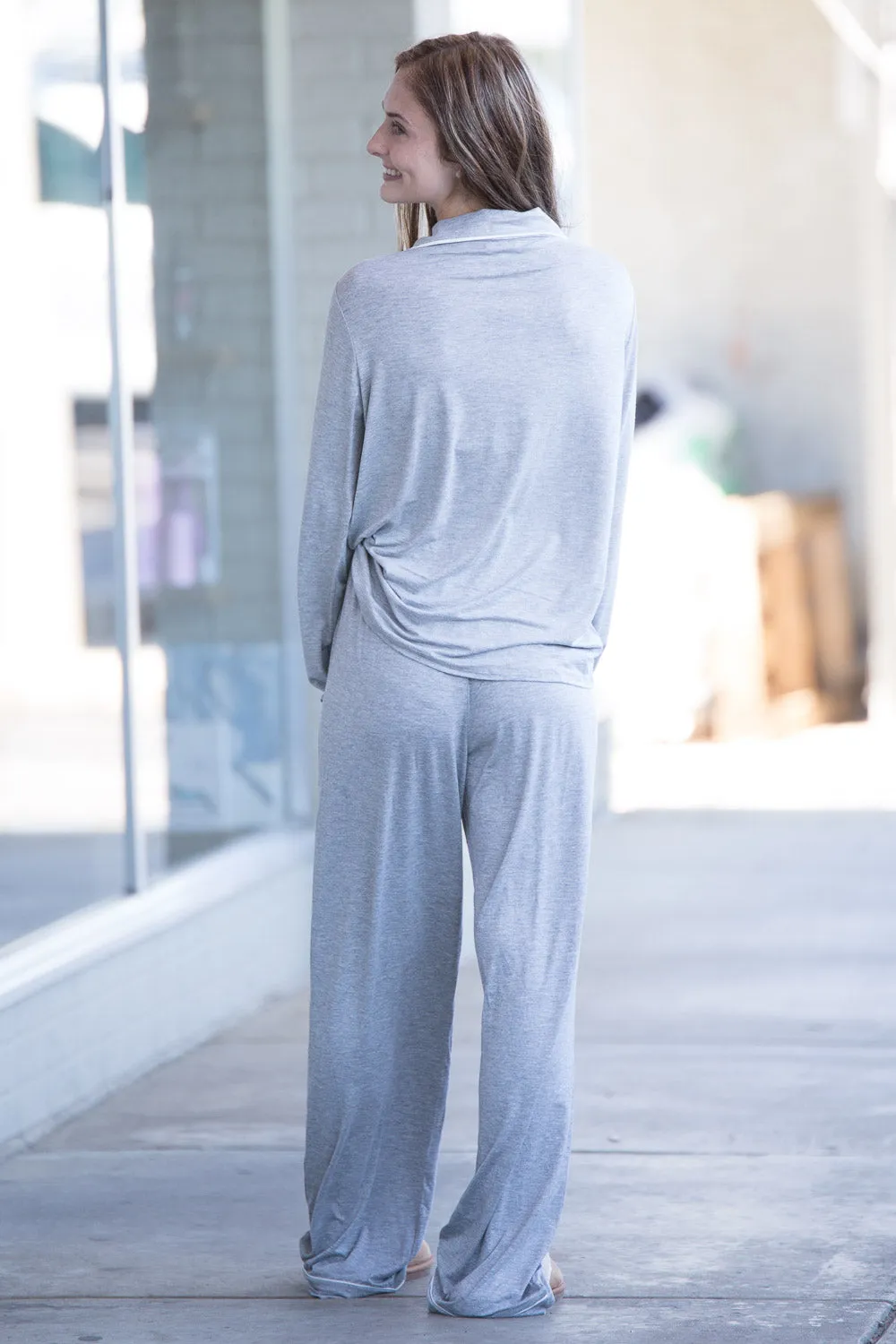 SALE-The Perfect Piko Pajama Set- Heather Grey