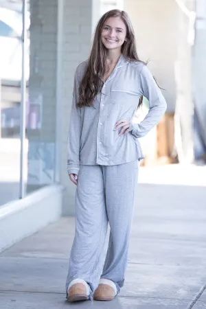 SALE-The Perfect Piko Pajama Set- Heather Grey