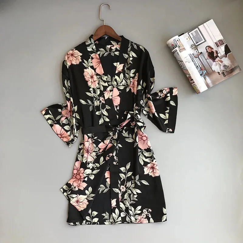 Satin Style Pajamas and Lace Robe