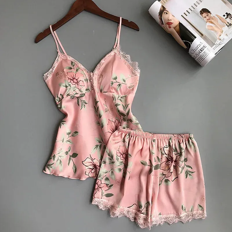 Satin Style Pajamas and Lace Robe