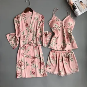 Satin Style Pajamas and Lace Robe