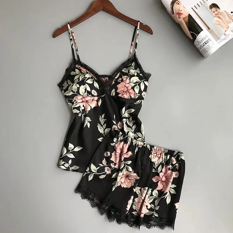 Satin Style Pajamas and Lace Robe