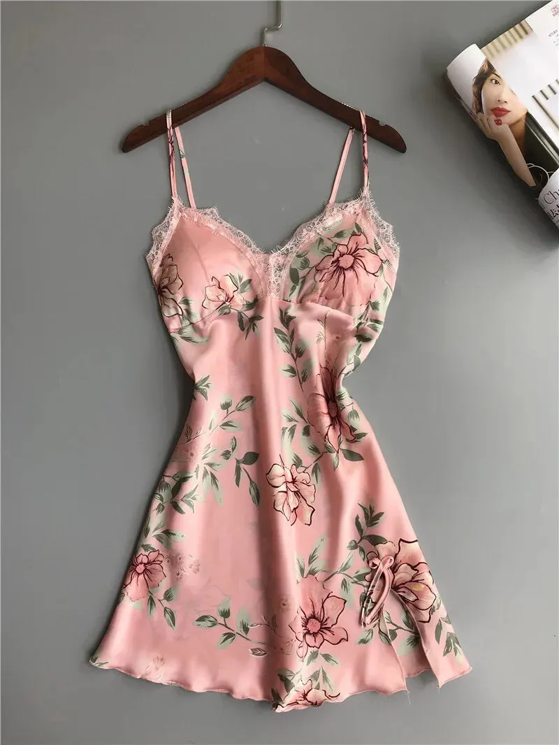 Satin Style Pajamas and Lace Robe