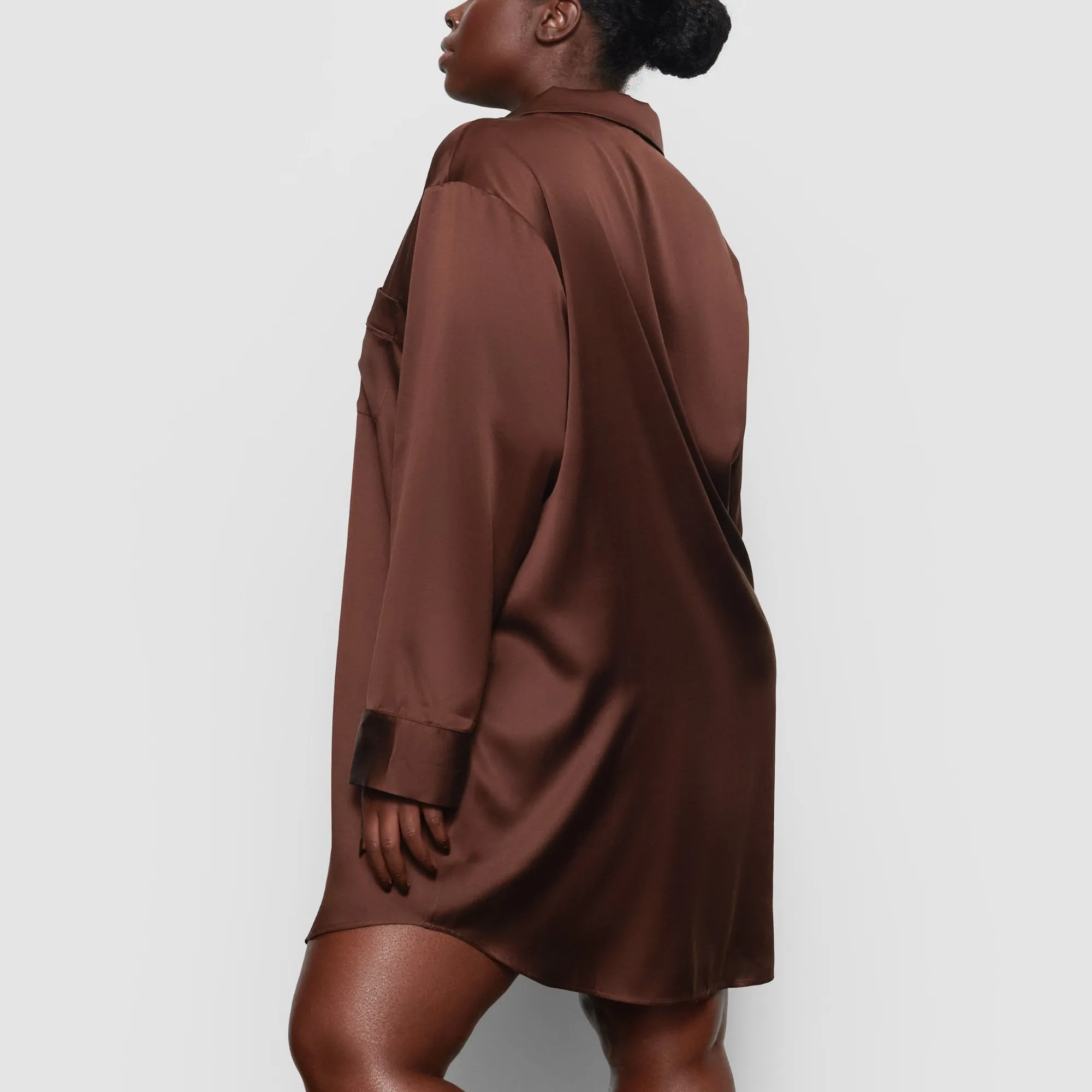 SILK BUTTON UP NIGHT DRESS | COCOA