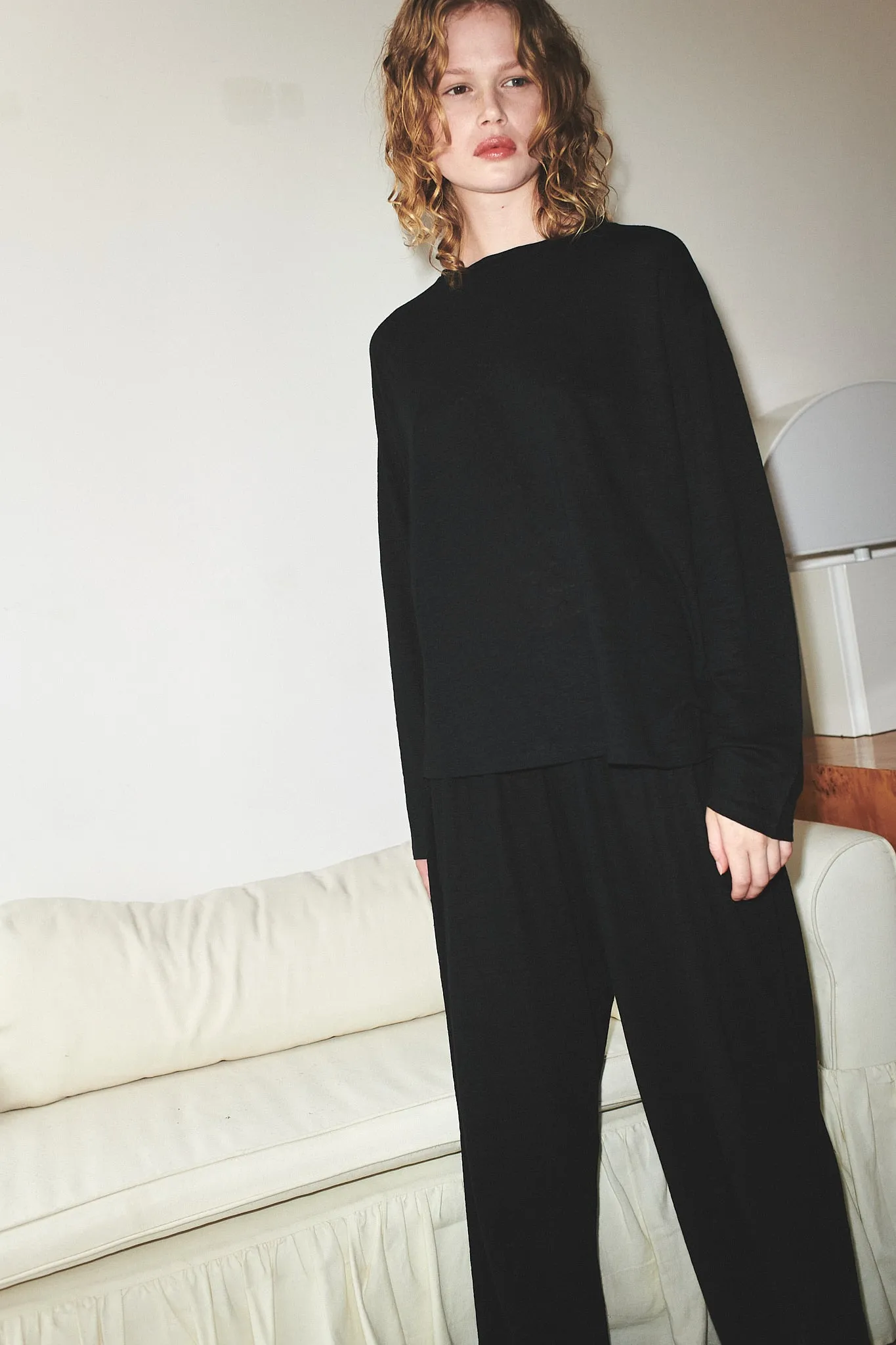 soft long sleeve top - black