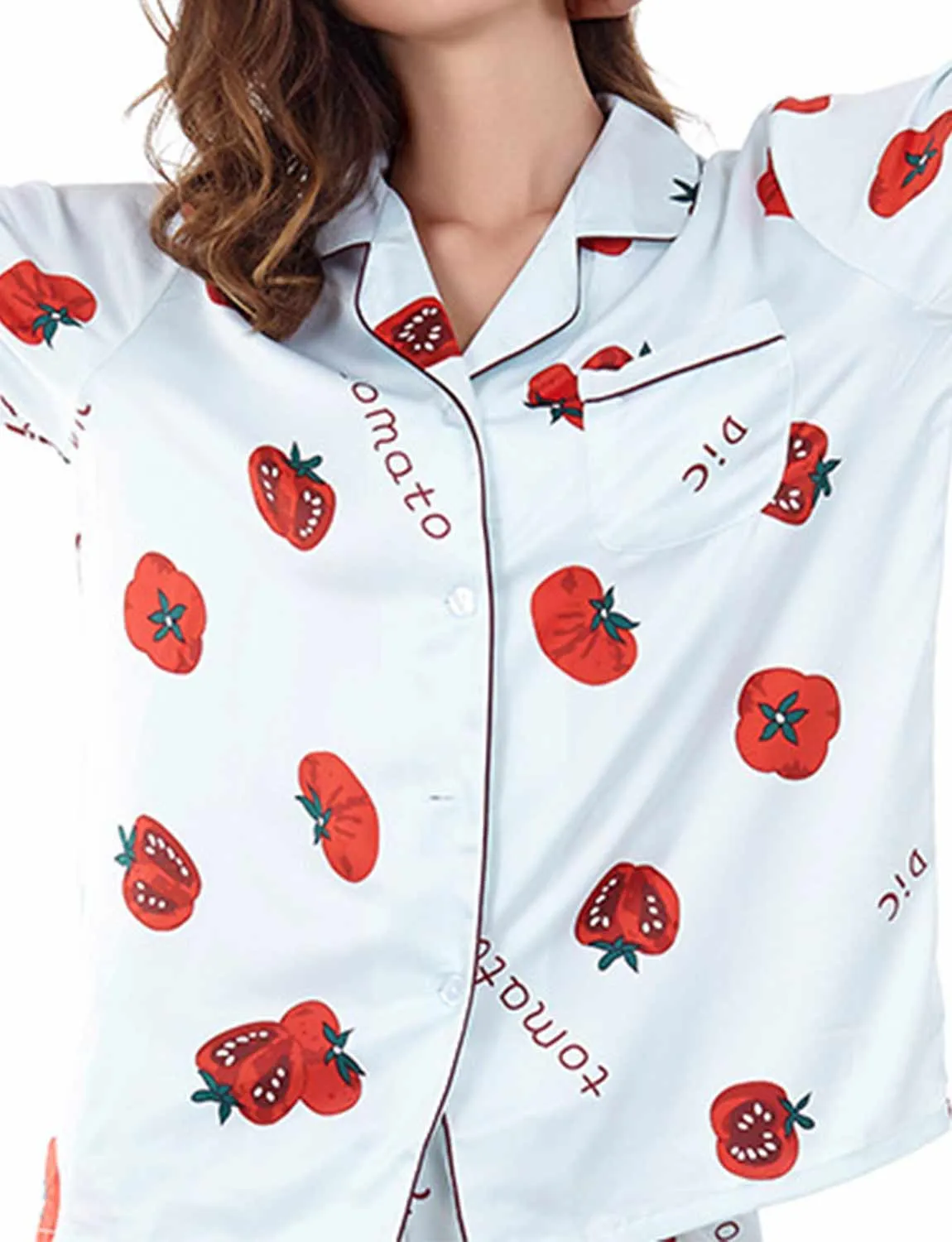 Tomato Print Long Sleeve Pajamas Set