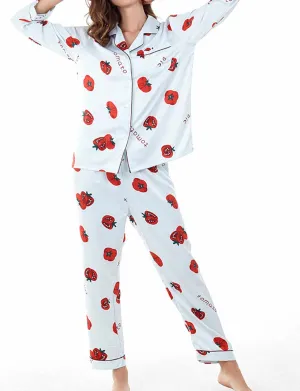 Tomato Print Long Sleeve Pajamas Set