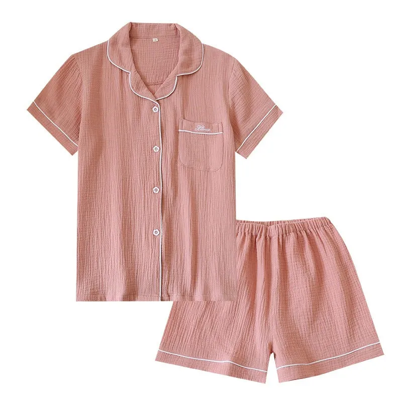 Two-Piece Cotton Crepe Sleepwear Pajamas Set