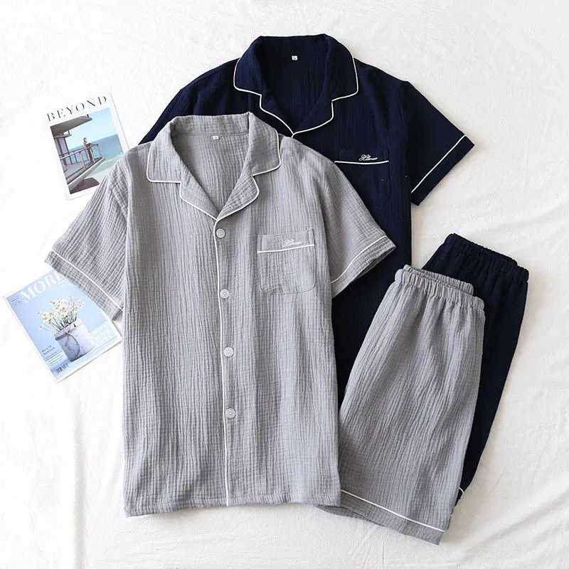Two-Piece Cotton Crepe Sleepwear Pajamas Set