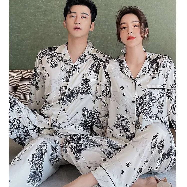 Unisex Casual Soft Couples Pajamas Set
