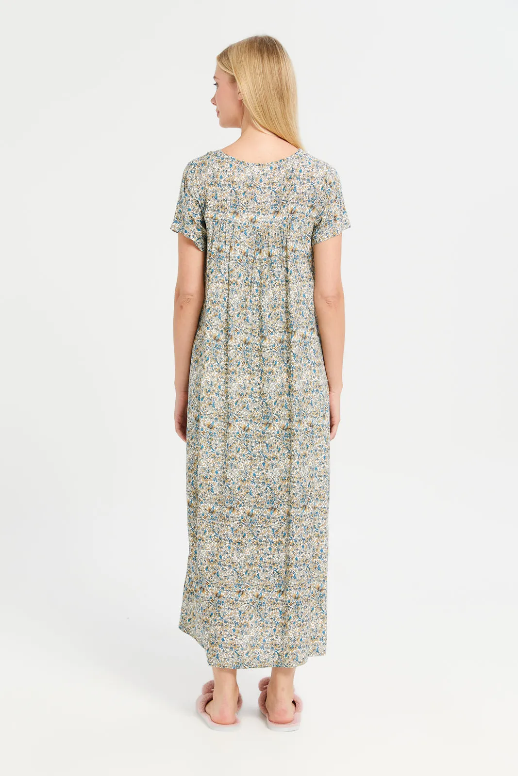Women Assorted Floral Print Lace Nightgown