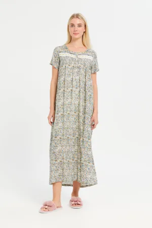 Women Assorted Floral Print Lace Nightgown