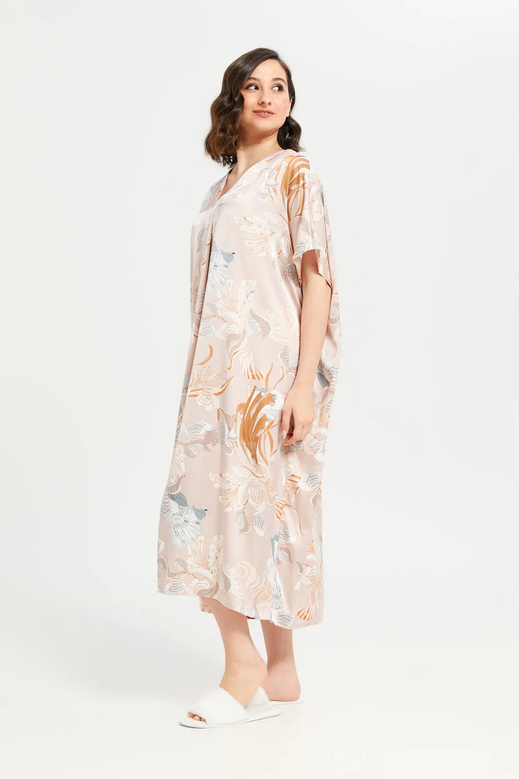 Women Assorted Printed Kaftan Satin Nightgown