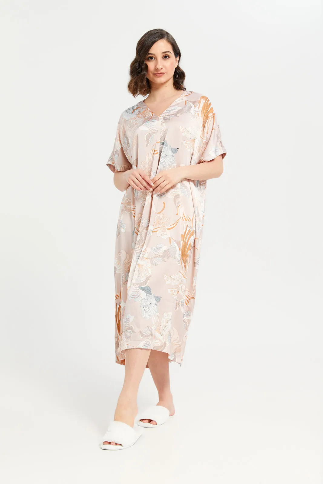 Women Assorted Printed Kaftan Satin Nightgown
