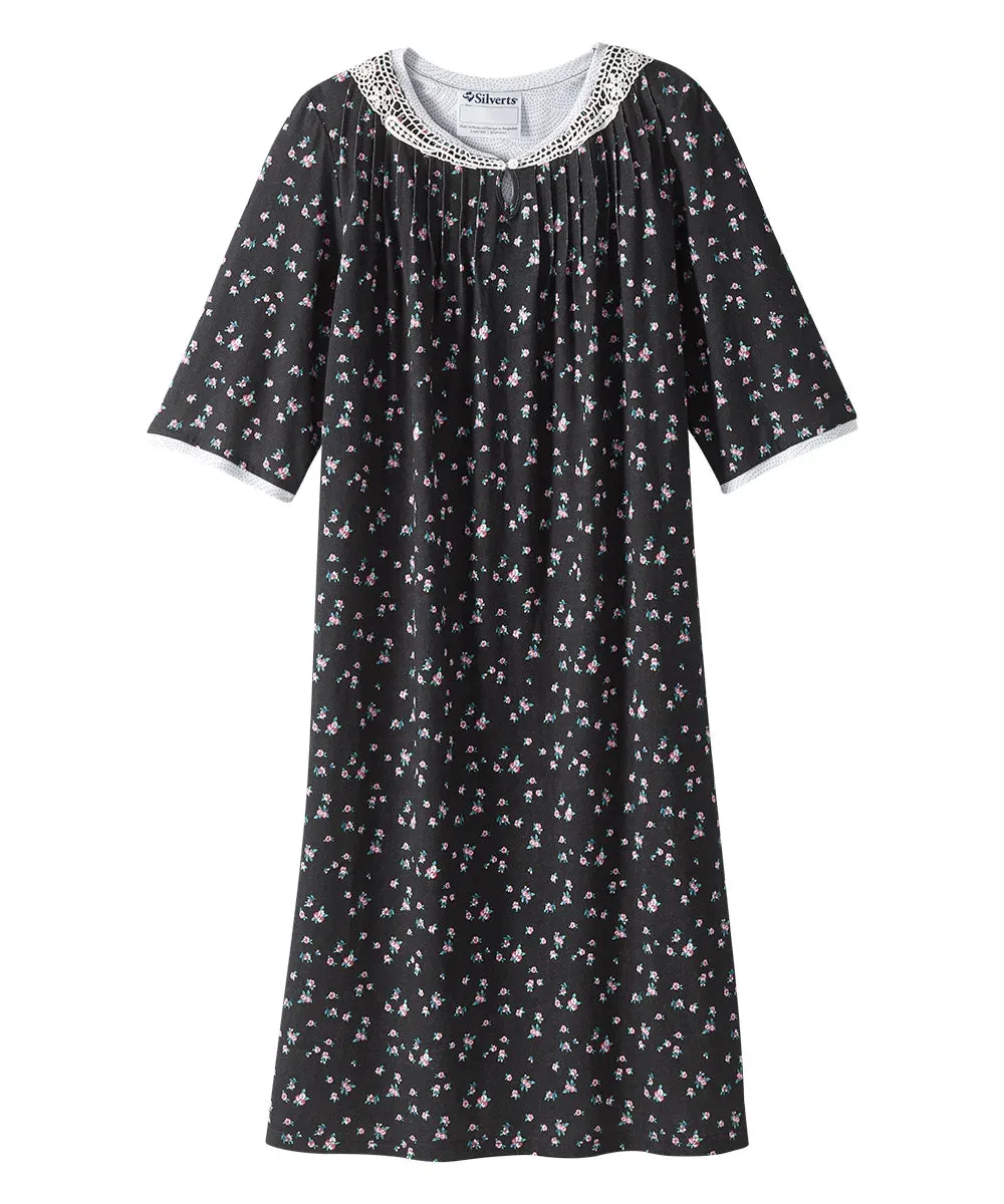 Women’s Open Back Adaptive Nightgown - Short Sleeve Nightgown for Seniors