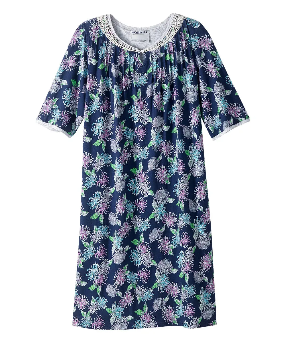 Women’s Open Back Adaptive Nightgown - Short Sleeve Nightgown for Seniors
