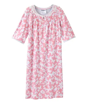 Women’s Open Back Adaptive Nightgown - Short Sleeve Nightgown for Seniors
